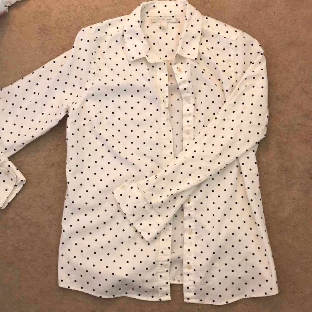 White polka dot button up